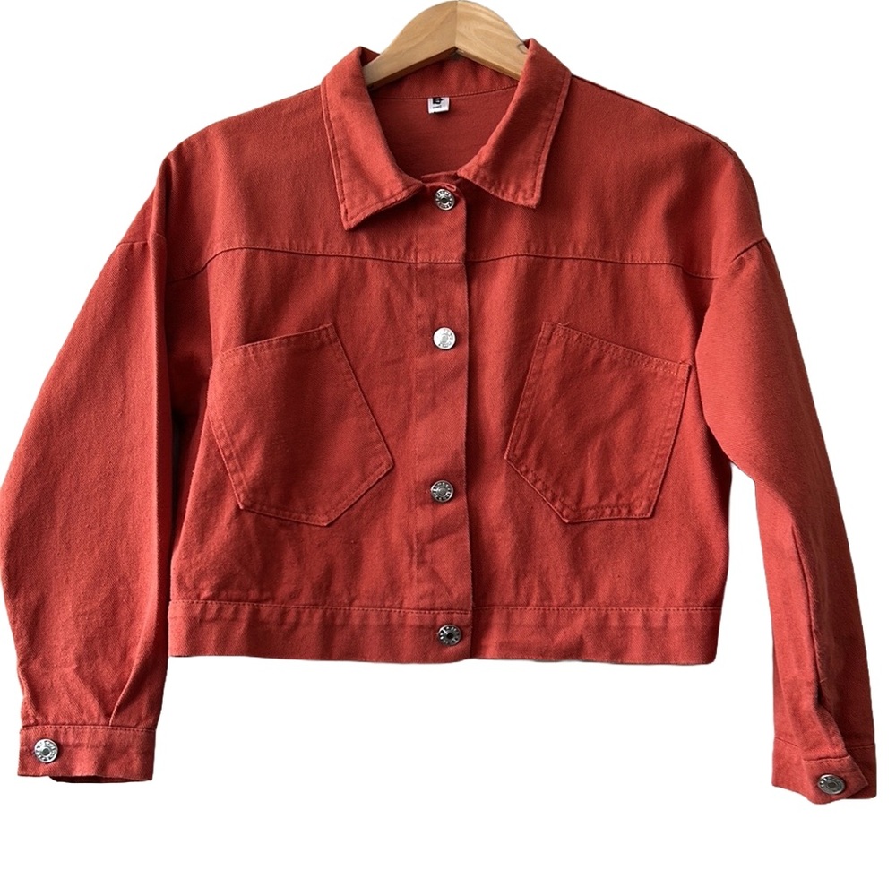 Crop orange jean jacket